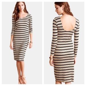 Anthropologie Black and Cream Midi Dress